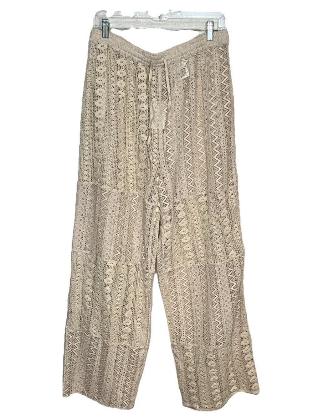 H&M Crochet L ace Wide Leg Pants Sz L Boho Festival Beach Cover Up NWT